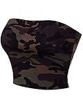 Design by Olivia Women's Casual Solid Double Layered Strapless Basic Tube Top Brown Camo M