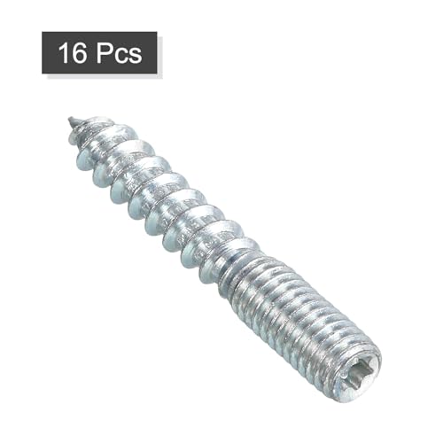 Image of TOP-VIGOR 16Pcs M10x50mm Double Headed Bolts Self Tapping Screw, Double Ended Dowel Screws, Screw Dowels Hanger, Threaded Lag Wood Screws and Machine Bolts for Wood Joint Furniture