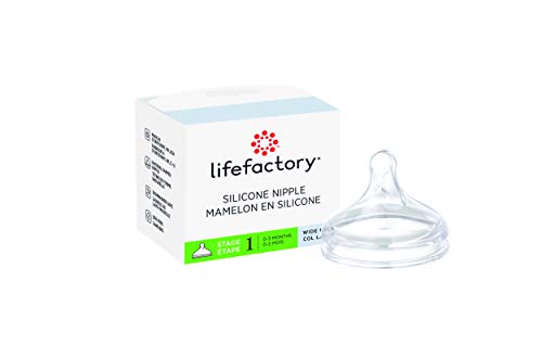 Lifefactory Stage 1 (0-3 Months) Wide Neck Silicone Nipple, 1-Pack, Clear, (LG8616)