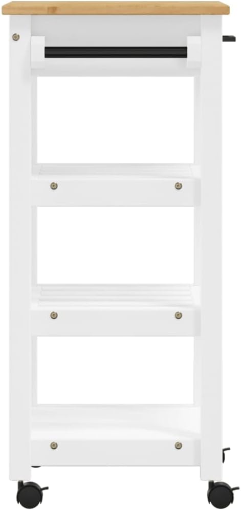 Kitchen Trolley Monza 18.9"x15.7"x35.4" Solid Wood Pine Kitchen Storage