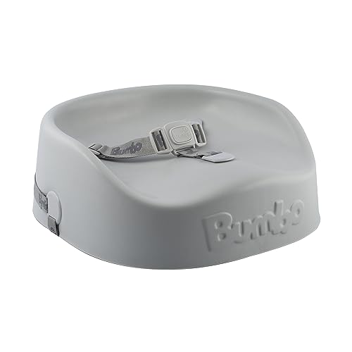 Bumbo Booster Seat - Alzador Silla para Niños - Asiento Elevador con Arnés de Seguridad y Correas de Fijación - Fácil de Limpiar - Silla Bebé Portátil para Comer - Color Gris