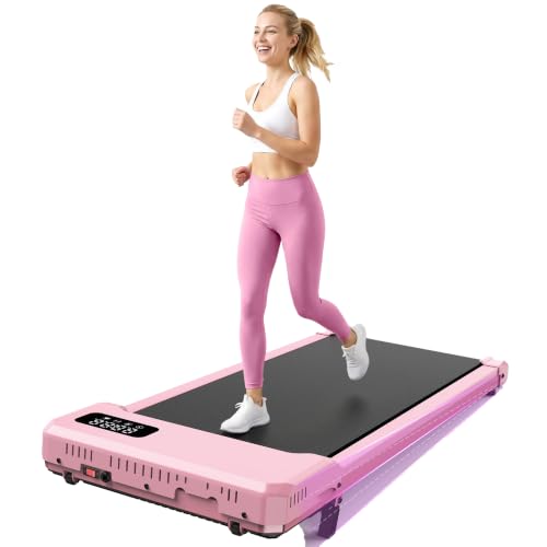 Image of Pink Walking Pad with Vibration Plate, Under Desk Treadmill with Incline | 2.5HP Brushless DC Motor | Remote Control & LED Display | Built-in Transport Wheels | Low Noise | Space-Saving Design