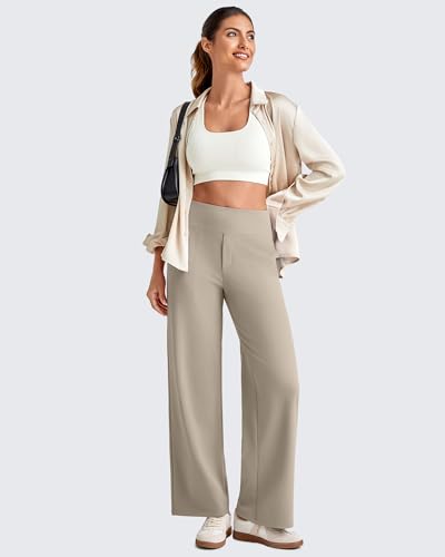 Image of G4Free EverGoing Wide Leg Ankle Pants for Petite Women with Pockets Stretch | Moisture Wicking, 4-Way Stretch, 7 /8 Ankle Length, Faux Fly Detail, Faux Back Pockets, Yoga To Casual Wear
