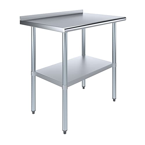 Image of AmGood Stainless Steel Work Table with 1.5 inch Backsplash | Metal Kitchen Food Prep Table | NSF (36 inch Long x 24 inch Deep)