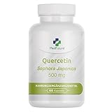 Quercetin 500mg hochdosiert - 60 Quercetin Kapseln - Premium Rohstoff: Japanischer Schnurbaum-Blütenextrakt - Quercetin hochdosiert