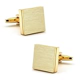 QKEOISUD 1 Pair Men's Cufflinks Classic Gold Square Business French Style Cufflinks Men's Shirt New Metal Brushed Versatile Cuff Links, Wedding Party Anniversary Clothing Accessories Gifts