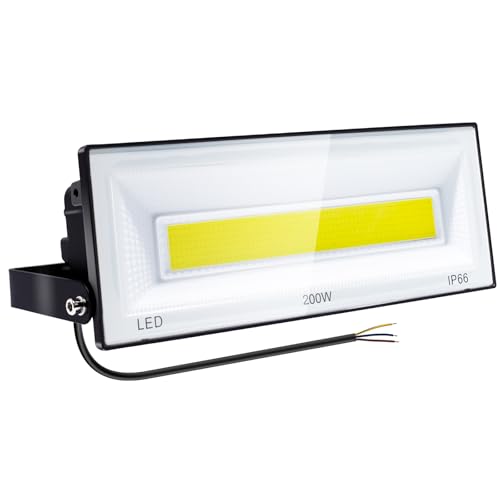 CREATESTAR 200W Focos LED Exterior 20000lm Proyector LED Floodlight Impermeable IP66 6500K Blanco Frío Luz de Seguridad Reflector LEDS para Jardín Patio Garaje Cartelera