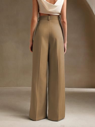Image of KOTTY Women's High Waist Solid Color Hook and Bar Wide Leg Casual and Formal Trousers