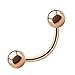 Produktbild Treuheld® | 1,2mm x 8mm Piercing Banane | Kugeln 3mm | Chirurgenstahl 316L | Roségold | Glänzend | Curved Barbell | Intimschmuck, Bauchnabel
