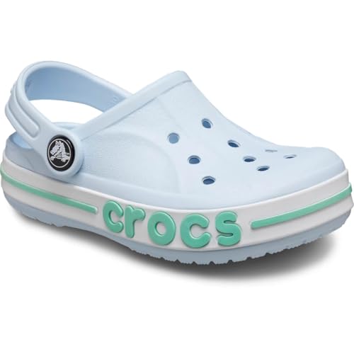 Image of Crocs Kids' Bayaband Clogs, Mineral Blue /Pistachio, 1 Little Kid