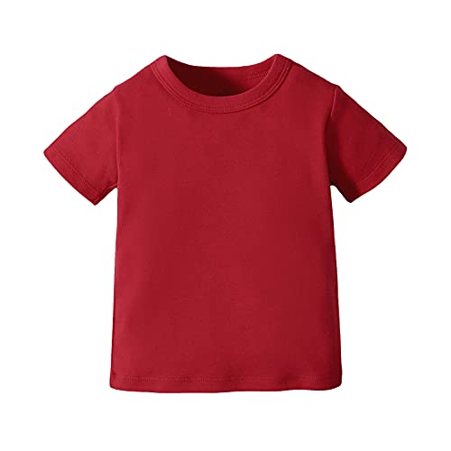 Image of OPAWO Unisex Infant Baby Crew Neck T-Shirt 4 Pack Toddler Short Sleeve Solid Color Tees Shirts for Boys Girls 6 Months-5T