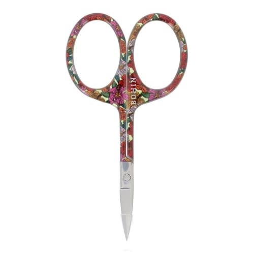 BOHIN France Display Blossom Scissors-Floral Patterns, for Embroidery and Crafting Projects, Steel, Orange, 9cm
