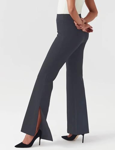 Houmous 31'' Inseam Women High Waist Split Hem Flare Work Pants with Pockets Stretchy Pull On Long Pant Casual Slack2