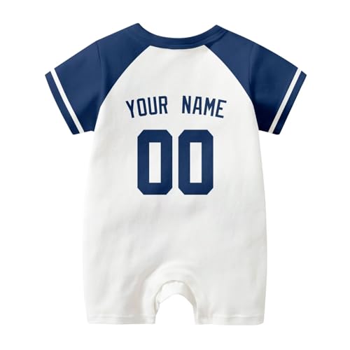 Image of KREDE Baby Clothes Unisex Bodysuit White Custom Name Number for Baby Boys