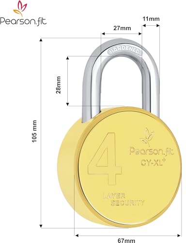 Image of 4 Lock 8 Same Keys XL+ 67mm 4 Layer Brass Finish Padlock for Home Shop Godown Bank Common Key Lock Model No- XL+67-Brass-4+8