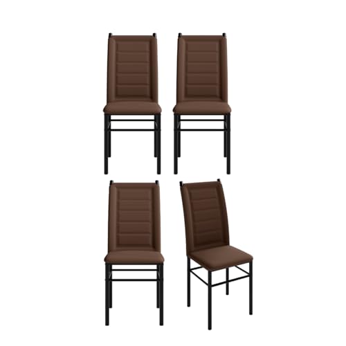 Melhor Cadeira para Mesa de Jantar: Top 10 Melhores em 2025 16 Conjunto 4 Cadeiras Sala Jantar Cozinha Estofada Tubo Preto (Preto/Marrom)