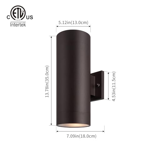 Image of mirrea 12 inch Modern Outdoor Porch Light 2 Lights, 2 Pack, Oil Rubbed Bronze