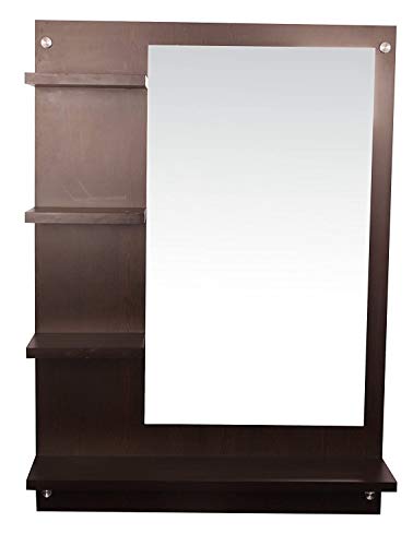 Image of Dime Store Wall Mirror with Shelf for Living Room Bedroom Dressing Mirror for Wall Decor (Brown) (Brown)
