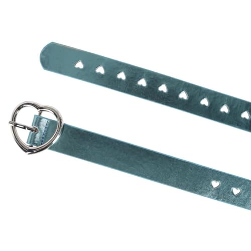 CTM Women's Metallic Heart Punched Belt with Heart Buckle2