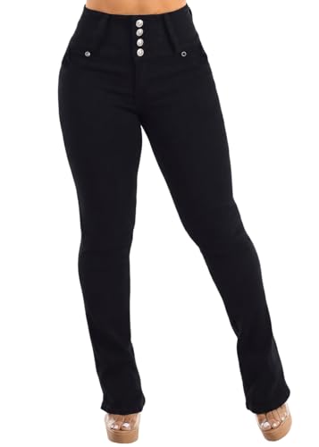 Image of Moda Xpress Women's Butt Lifting High Waisted Bootcut Jeans - Stretchy, Comfortable Flare Jeans in Junior Size Vintage Style