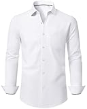 J.VER Hemd Herren Langarm Business Freizeithemd Knitterfreie Hemden Bügelleichtes Button Down Männer Oberhemden GeschäFtliche Meetings Shirt Alle Weiß