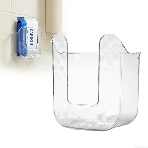 Wipe Dispenser Flushable Wipe Holder Storage for Bathroom Clear Wall-Mounted
