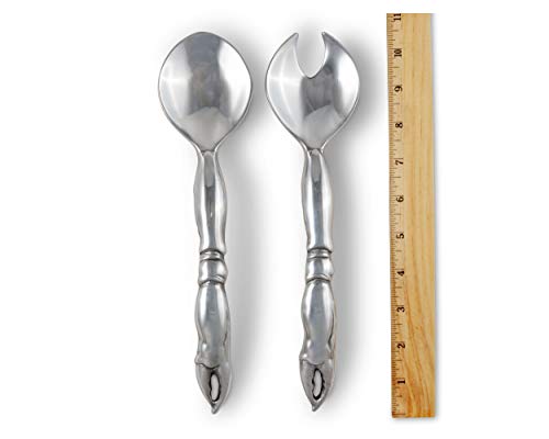 Arthur Court Pewter Crab Claw Salad Serving Spoon And Salad Serving Fork, Salad Servers Set- Ocean Sea Inspired Heavy Quality Amazing Detail 11 Inch Long #TOP6