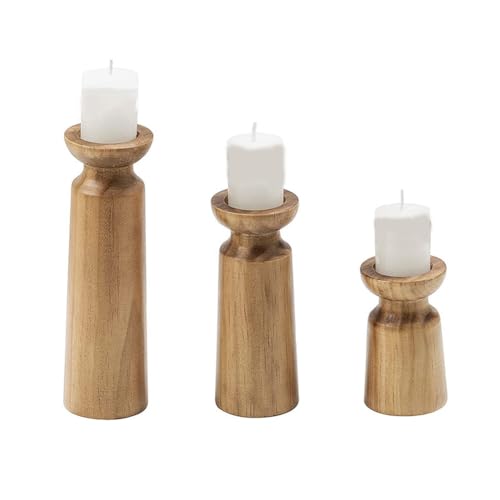 Buhdjfnke 3 Candelabros De Madera Natural, Candelabros De Estilo Retro Para Bodas, Decoración De Mesa Festiva Para El Hogar Y Fiestas