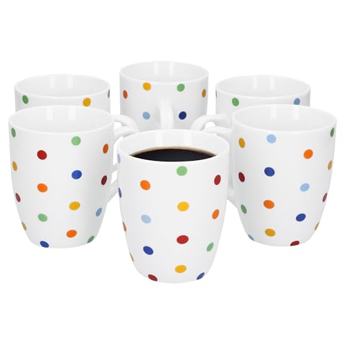 Van Well Capri 6er Set Kaffeebecher aus Porzellan, 275 ml, weiß mit...