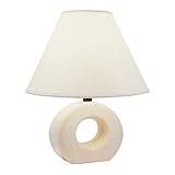 ORE International 624 12-Inch Ceramic Table Lamp, Ivory with Coolie Lamp Shade