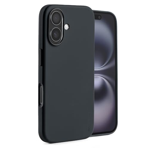 Image of DailyObjects Case for iPhone 16 Plus Compatible with Mag-Safe Wireless Charging, Flekt Liquid Silicone Slim Shockproof Back Cover, Black