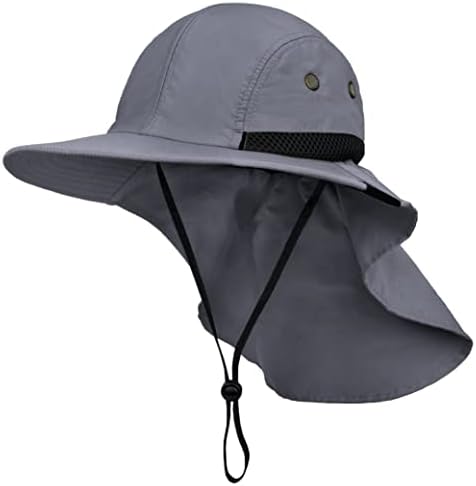 SUN CUBE Sun Hat for Men, Wide Brim Fishing Hat Neck Flap Cover Men Women, Hiking Safari, UV Sun Protection Summer Gardening Beach Camping UPF 50+, Gray