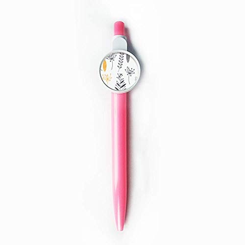 Stylo à bille rétractable motif fleur plante peinture bleu, idée cadeau pour passionnés