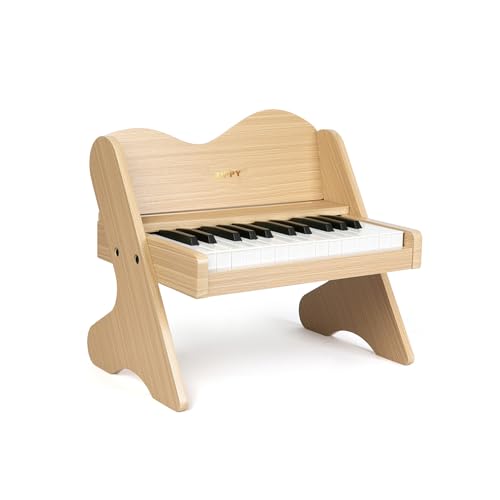 ZIPPY Clavier de Piano pour Enfants, 25 Touches, Volume réglable, Mini Instrument de Musique éducatif, Jouet en Bois pour Tout-Petits, Filles et garçons (Chêne)
