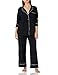 Amazon Essentials Damen Schlafanzug-Set, Baumwollmodal, langärmliges Hemd und durchgehendes Unterteil, Schwarz, L