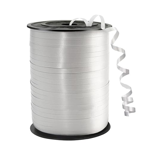 YUUIKLLE Nastro regalo, Bianco, Nastro arricciacapelli da 450 metri/500 iarde, Nastro per palloncini, Decorativo, Nastro per feste, Chiusure per palloncini, Fiori, Compleanni, Matrimoni, Artigianato,