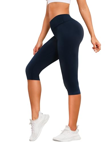 MixShe Leggings for Women Capri Yoga Pants Women's Clothing Plus Size Fall Fashion Deals Butt Lifting Shapewear Navy Black Medium