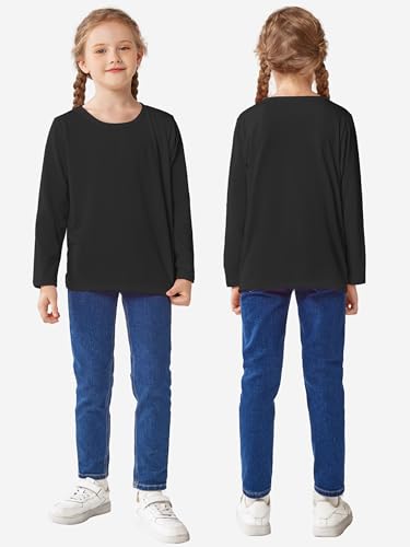 Image of Cooraby 5 Pack Girls Long Sleeve Tees Girls' Soft T-Shirts Kids Basic Crewneck T-Shirts Top for Teen Youth Girls, 2T-16Y