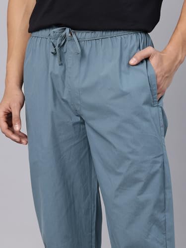 Image of Majestic Man Men's Pure Cotton Solid Lounge Pyjama Pants| Comfort Fit | Elastic Waist with Drawstring | 3 Pockets | Front Zip Closure