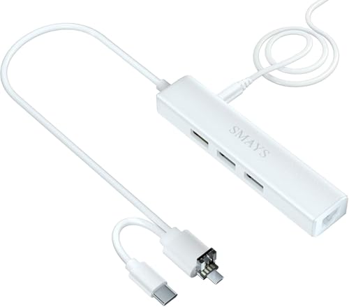 Host USB OTG Hub with Ethernet Adapter - Compatible with Samsung Galaxy Tab A SM-T550, Tab S2, Tab Pro, Tab 4 & Galaxy S21/S22 Series (Micro-USB, USB-C, USB 2.0 3-in-1 Connector)