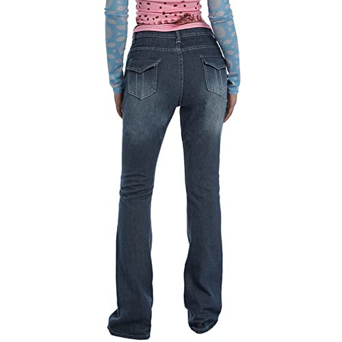 Low Rise Bell Bottom Jeans for Women Hippie Denim Pants 2000s Fashion Gothic Bootcut Cargo Flare Jeans3