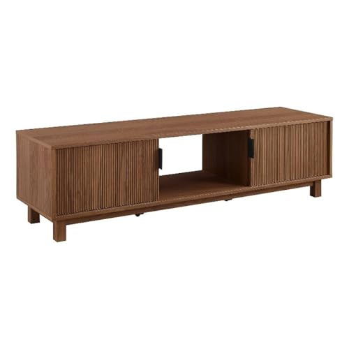 Walker Edison Arundo Fluted TV Stand for TVs up to 65 Inches, 58' TV Stand, Mocha