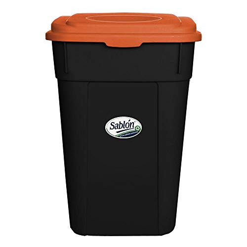 Consejos para Comprar Cubos de basura para exterior - 5 favoritos. 48 Sablon Bote de Basura de 145 litros con tapa, y ruedas con eje metálico Ideal para exteriores (Naranja)