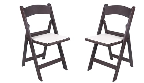Image of BTEXPERT Resin Folding Chair Vinyl Padded Seat Indoor Outdoor Lightweight Set for Home Event Party Picnic Kitchen Dining Church School Weddings Set of 2 Brown