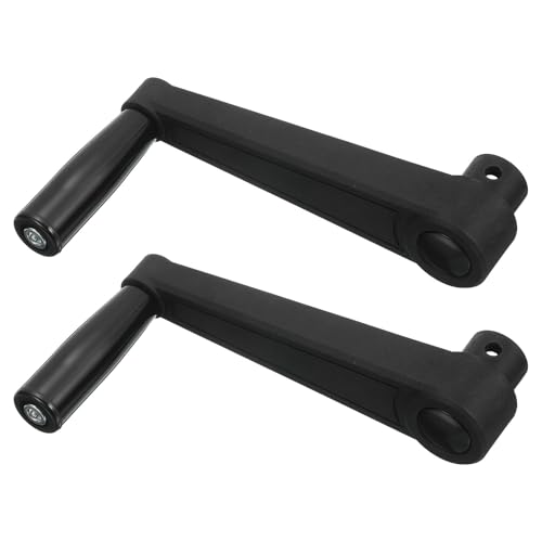 Image of uxcell 2Pcs 16x192mm (Dia x L) Revolving Handwheel Machine Handle, Universal Lathe Crank Grip Replacement for Industry Lathe Milling Grinding Machine, Black (Square Hole)