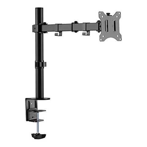 Amer Single LCD Monitor Desk Mount Stand Fully Adjustable/Tilt/Articulating for 1 Screen up to 32" (EZCLAMP) Cover