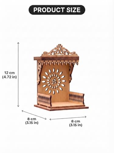 Image of Handcrafted Wooden Car Dashboard Temple, Walnut Finish, Laser-Cut Om Floral Design, MDF Mandir for Car Interior (Open Side Golden Oak Finish)