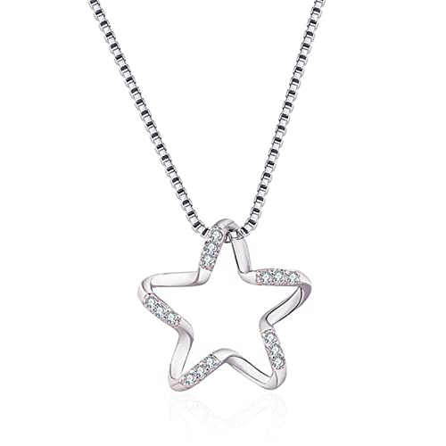 Collier argent 925 et pendentif étoile Zircon, bijou de mariage prestige