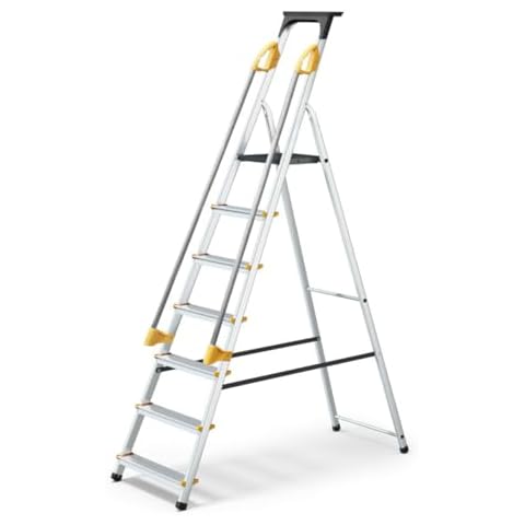 Abbey Aluminium Safety Platform Step Ladder with Handrail Cover