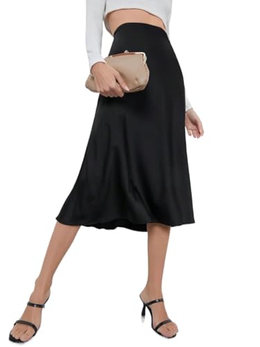 Trend Women's Summer Basic Skirt Solid Work Zipper Midi High Waist Plain Skirts For Beach